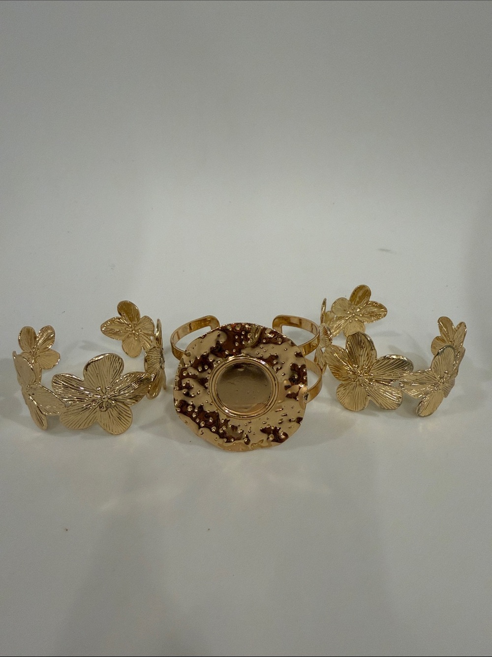 Gold Floral Adjustable Bracelet Set 3- Women Jewelry